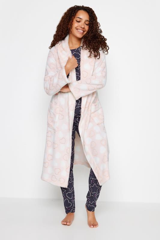 M&Co Pink Soft Touch Heart Print Hooded Dressing Gown | M&Co 2