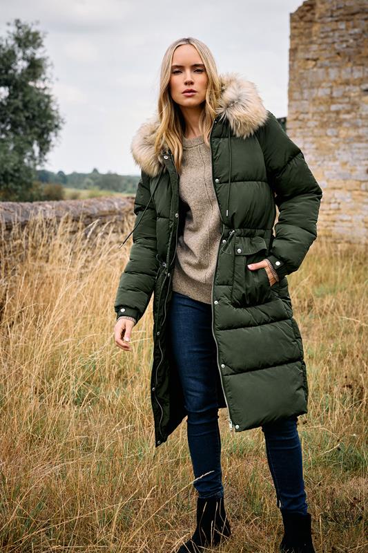 LTS Tall Khaki Green Padded Midi Coat