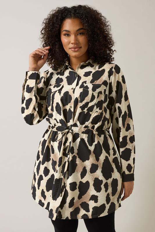 EVANS Plus Size Natural Brown Leopard Print Shirt | Evans 1