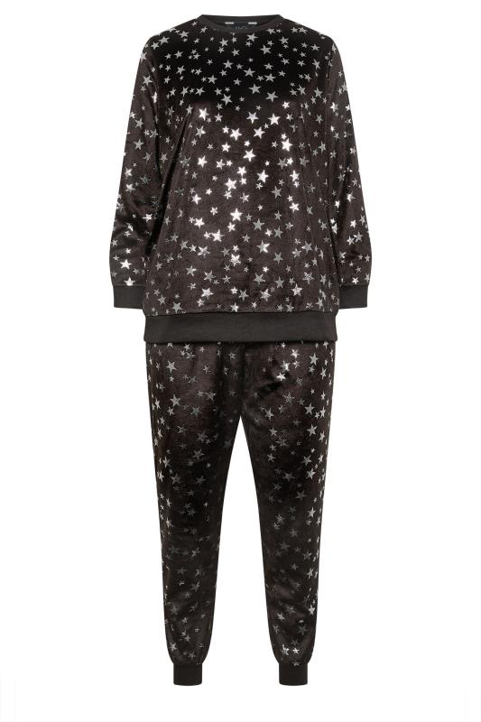 M&Co Black Foil Star Print Fleece Pyjama Lounge Set | M&Co 5