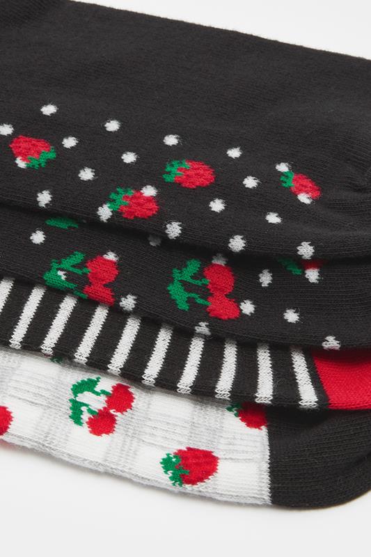 YOURSET 4 PACK Plus Size Black Berry Print Ankle Socks | Yours Clothing 4