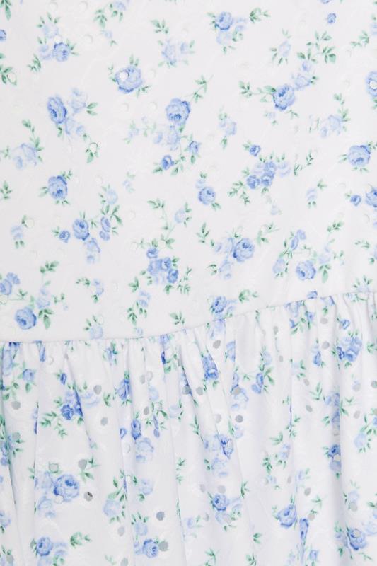 YOURS Plus Size White Floral Broderie Anglaise Peplum Top | Yours Clothing 7