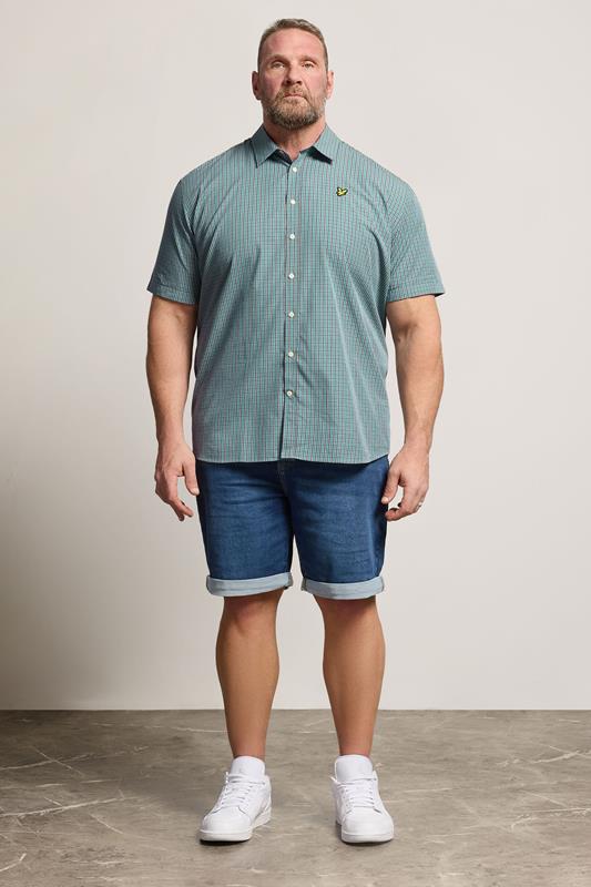 LYLE & SCOTT Big & Tall Blue Fine Check Shirt | BadRhino 1