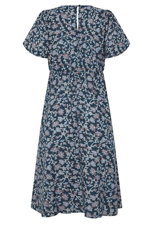 M&Co Petite Blue Floral Print Tulip Sleeve Dress | M&Co 6
