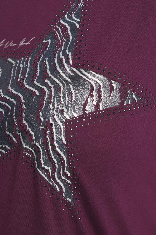 YOURS Plus Size Purple Star Print T-Shirt | Yours Clothing 4