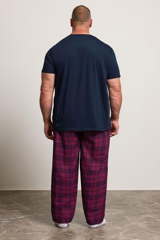 BadRhino Big & Tall Navy Blue Check Pyjama Set | BadRhino 1