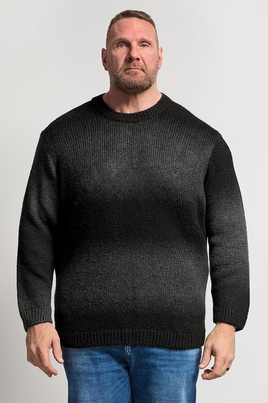  JACK & JONES Big & Tall Grey Crew Neck Knit Jumper