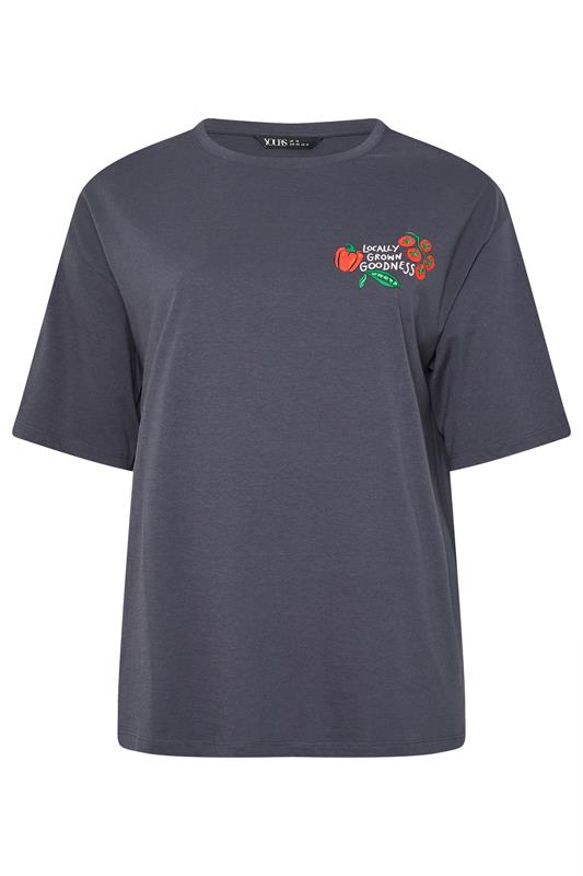 YOURS Plus Size Grey 'Fresh From The Garden' Relaxed T-Shirt | Yours Clothing 6