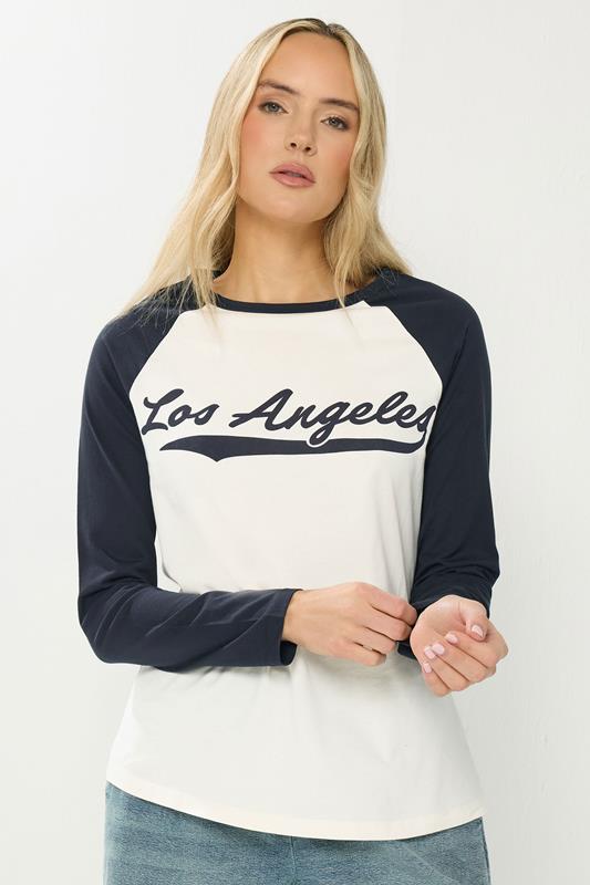LTS Tall Women's Navy Blue & Cream 'Los Angeles' Slogan Cotton T-Shirt | Long Tall Sally 1