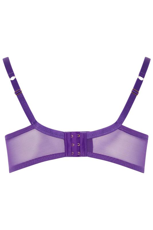 YOURS Plus Size Purple Swirl Lace Strap Detail Underwired Bra | Yours Clothing  6