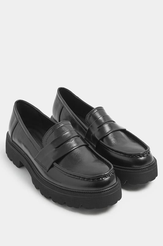 Black Platform Loafers In Wide E Fit