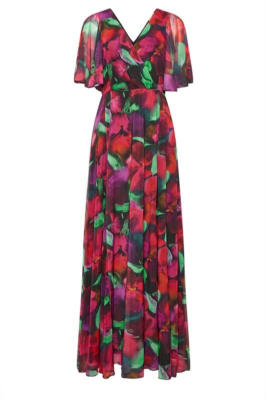 M&Co Purple Floral Print Mesh Maxi Wrap Dress | M&Co 6
