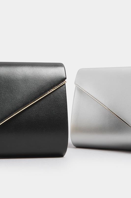 Black Faux Leather Metal Trim Clutch Bag | Yours Clothing 6