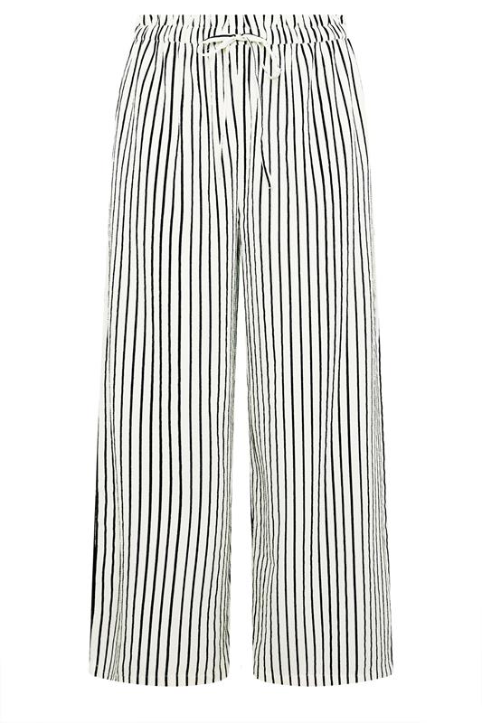 YOURS Plus Size White Stripe Paper Bag Waist Trousers | Yours Clothing 5