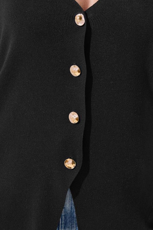 LIMITED COLLECTION Plus Size Black Short Sleeve Knitted Top | Yours Clothing 4