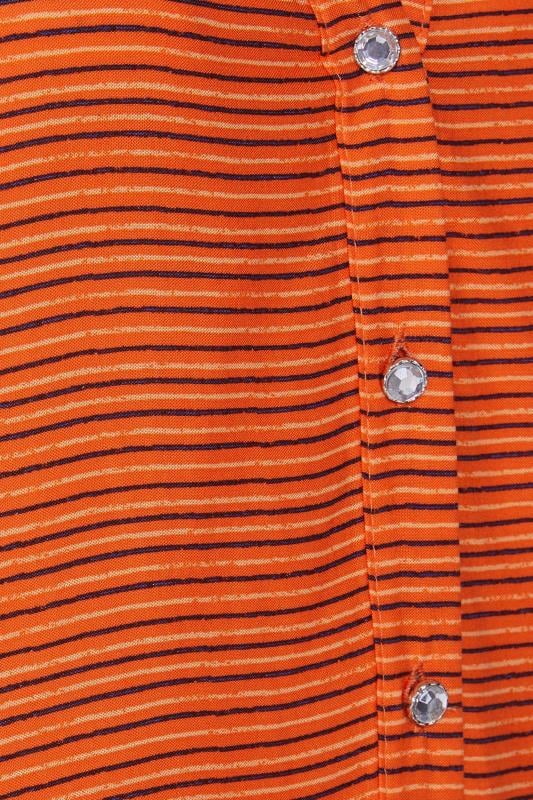 M&Co Women's Orange Stripe Grown On Sleeve Top | M&Co 5