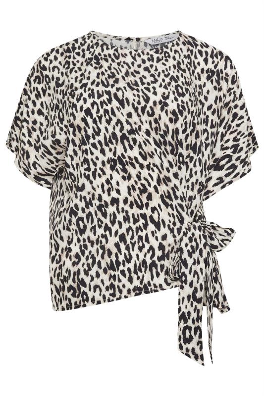 M&Co Petite Natural Brown Leopard Print Tie Side Detail Blouse | M&Co  5