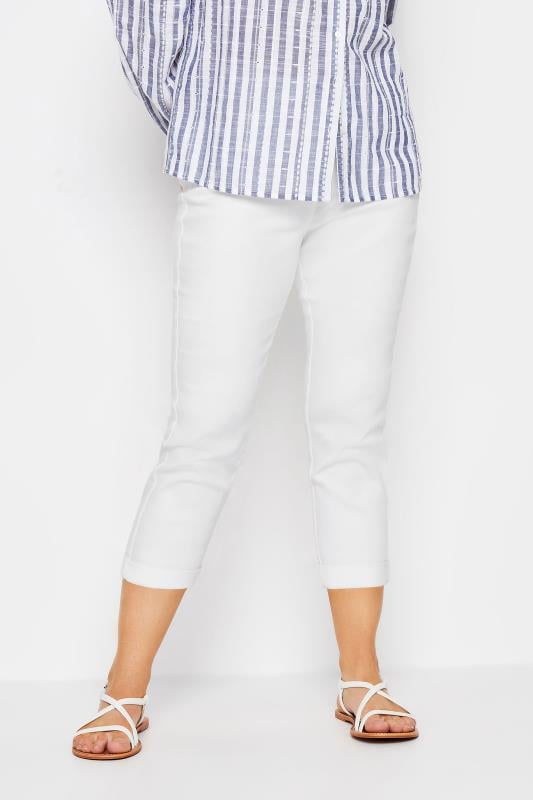 Women's  M&Co White Cropped Boyfriend Jeans