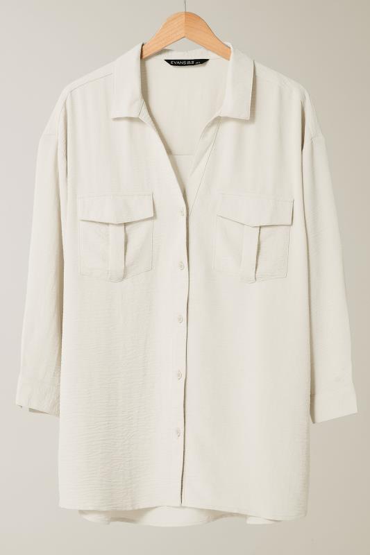 EVANS Plus Size Cream Utility Pocket Shirt | Evans 6