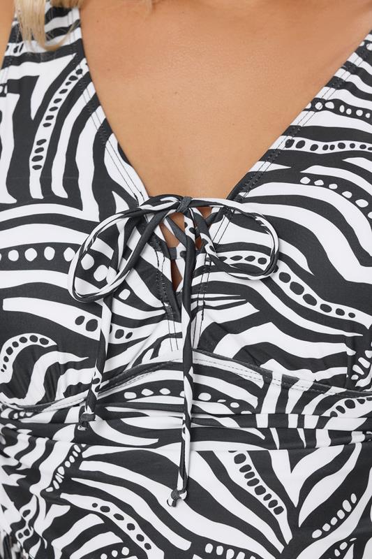YOURS Plus Size Black & White Geometric Print Tankini Top | Yours Clothing 7