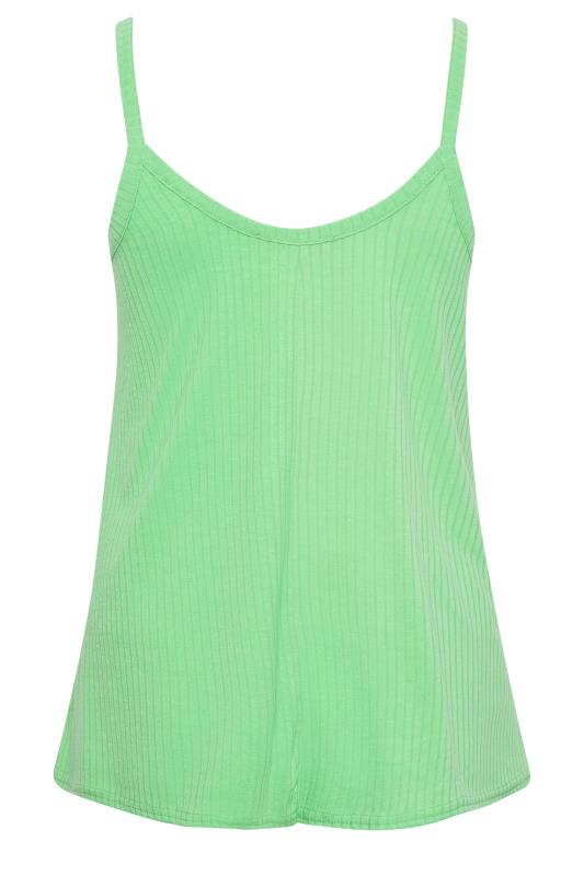 LIMITED COLLECTION Plus Size Green Ribbed Button Cami Top | Yours Clothing  8