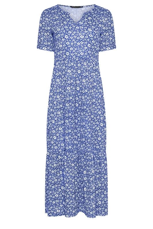  M&Co Navy Blue Floral Notch Neck Maxi Dress