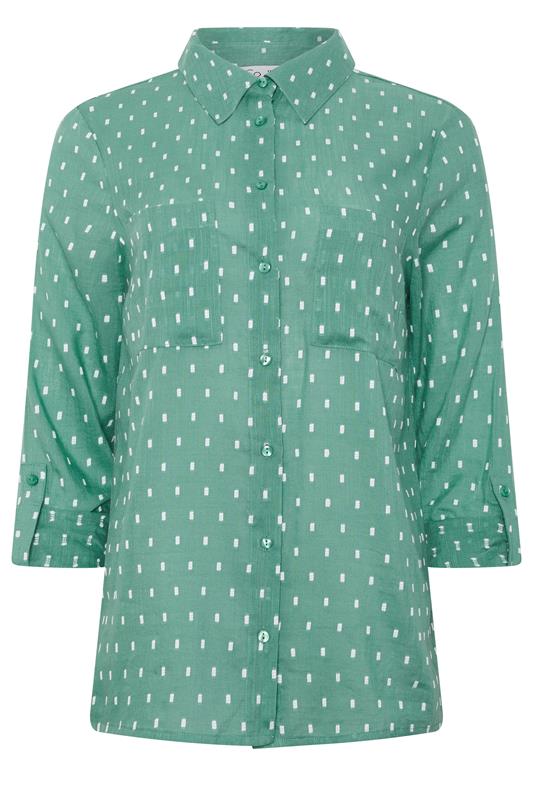 M&Co Sage Green Dobby Long Sleeve Cotton Shirt | M&Co 5
