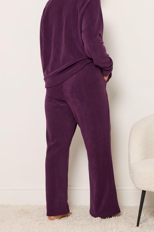 YOURS Plus Size Burgundy Red Wide Leg Fleece Trousers | Yours Clothing 2
