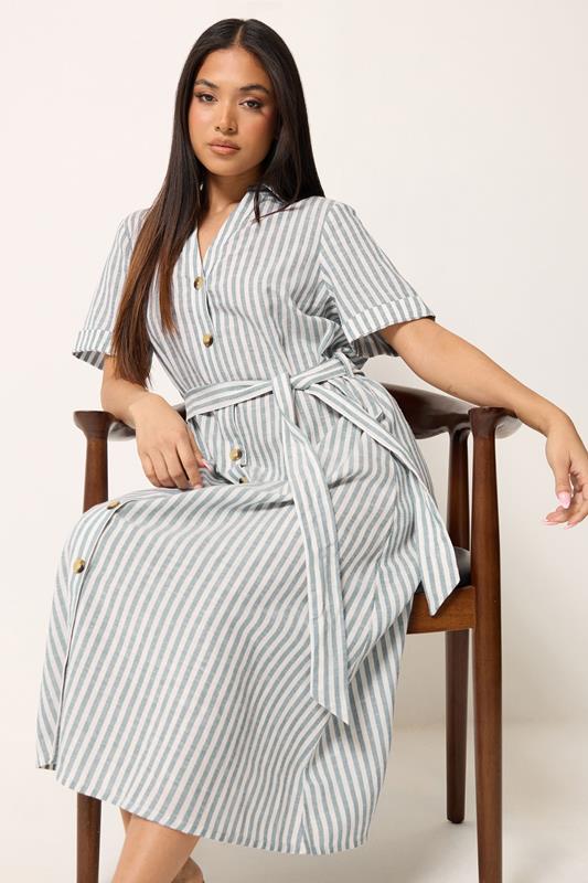 M&Co Petite Blue Stripe Shirt Dress | M&Co 1