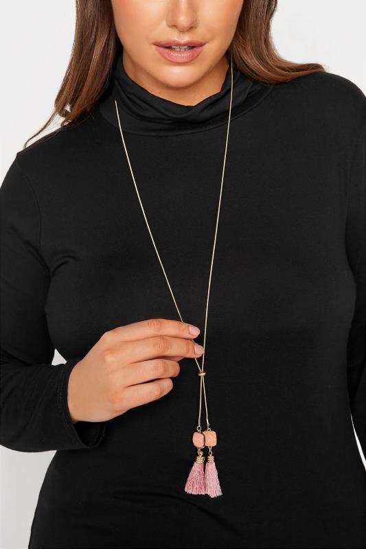Plus Size  Yours Gold Tone Gemstone & Tassel Long Necklace