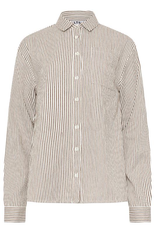 LTS Tall Women's Chocolate Brown & White Stripe Cotton Shirt | Long Tall Sally 6