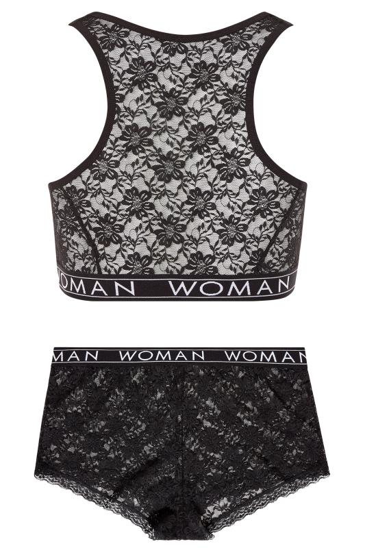 Black Lace Lounge Woman Bralette Set | Yours Clothing 5