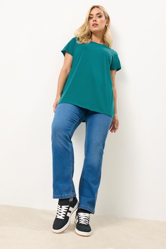 YOURS Plus Size Teal Green Core T-Shirt | Yours Clothing 1