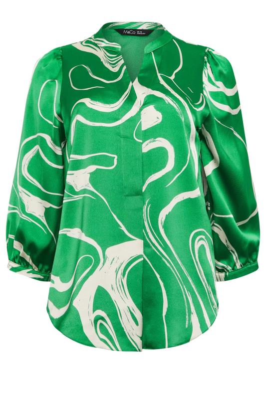 M&Co Green Abstract Print 3/4 Sleeve Blouse | M&Co 6