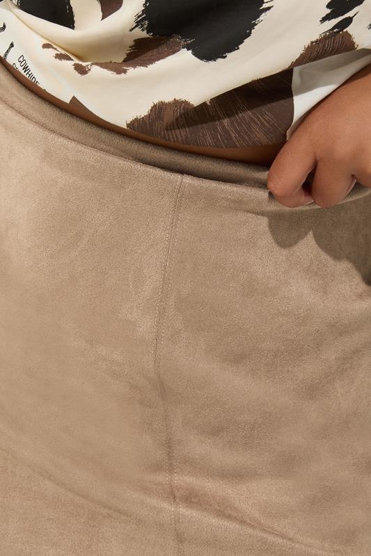 LIMITED COLLECTION Plus Size Beige Brown Faux Suede Mini Skirt | Yours Clothing 4