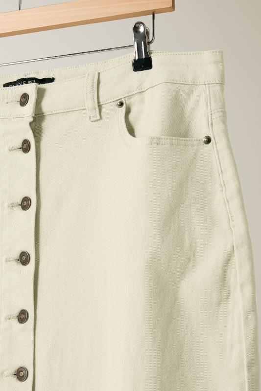 EVANS Plus Size Cream Button Through Denim Maxi Skirt | Evans 7