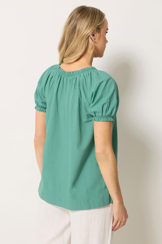 LTS Tall Women's Teal Green Linen Button Blouse | Long Tall Sally 2
