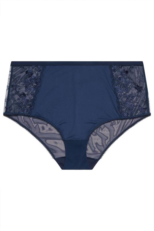 YOURSET 2 PACK Plus Size Navy Blue & White Embroidered Full Briefs | Yours Clothing 8