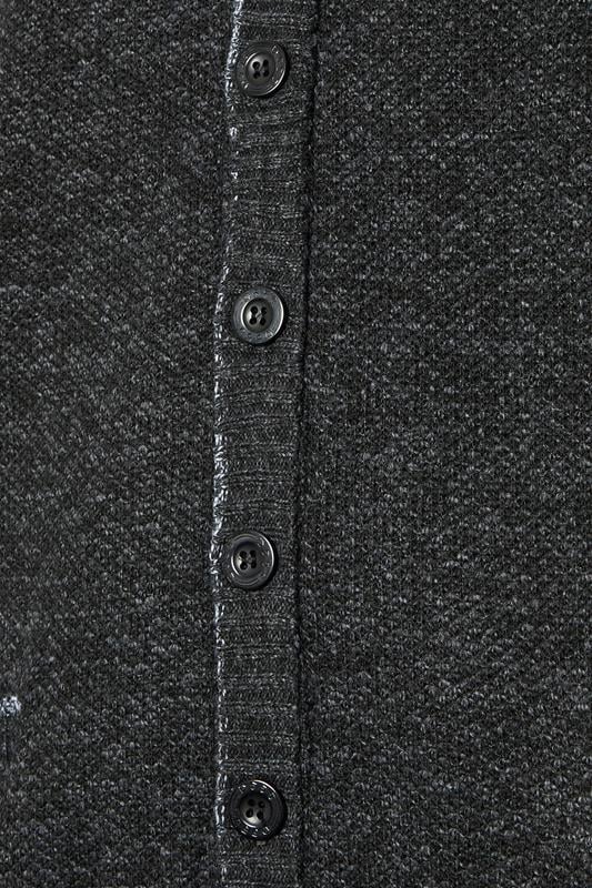 D555 Big & Tall Charcoal Grey Marl Knitted Cardigan | BadRhino 5