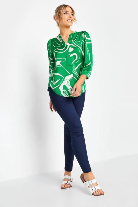 M&Co Green Abstract Print 3/4 Sleeve Blouse | M&Co 2