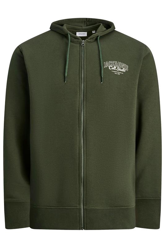 JACK & JONES Big & Tall Duffel Bag Green Zip Through Hoodie | BadRhino 2