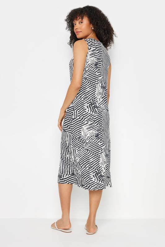 M&Co Navy Blue & White Stripe Print Buckle Strap Jersey Midi Dress | M&Co 3