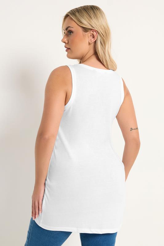 YOURS Plus Size White V-Neck Core Vest Top | Yours Clothing 2