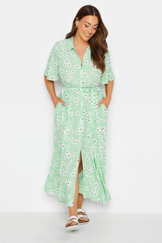 M&Co Mint Green Daisy Print Maxi Shirt Dress | M&Co 2
