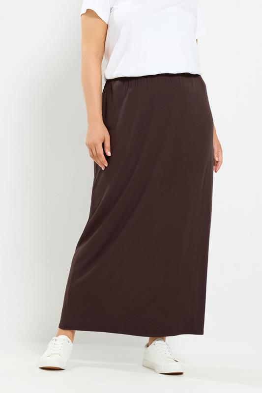 YOURS Curve Chocolate Brown Maxi Tube Skirt