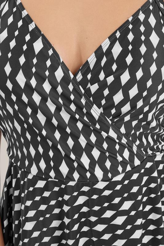 YOURS Plus Size Black Diamond Wrap Swimdress | Yours Clothing 4