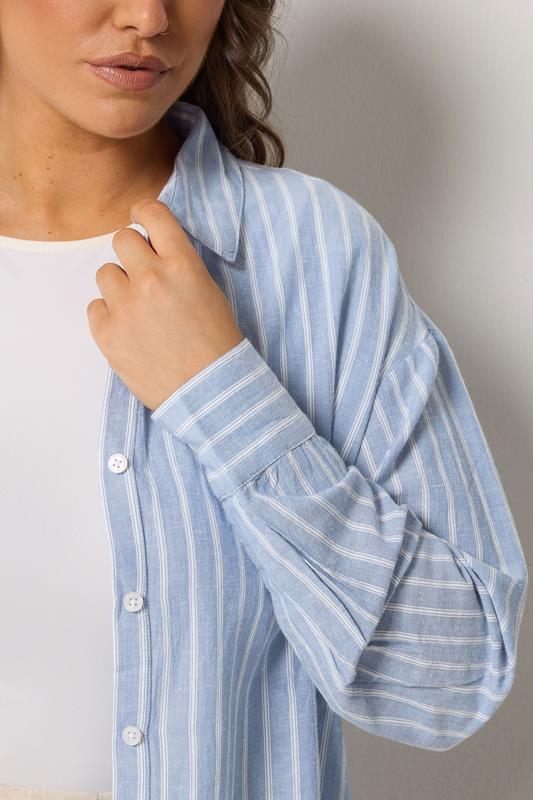 YOURS Plus Size Blue Stripe Linen Shirt | Yours Clothing 5