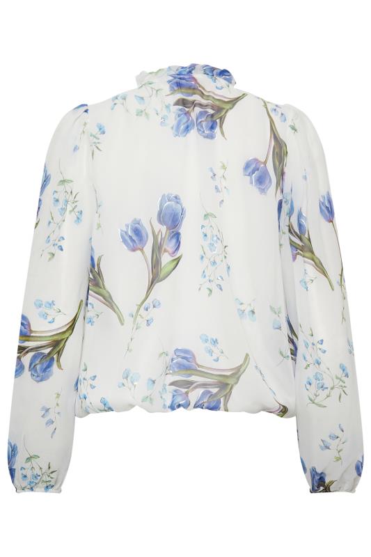 M&Co White Floral Print Tie Neck Blouse | M&Co 7