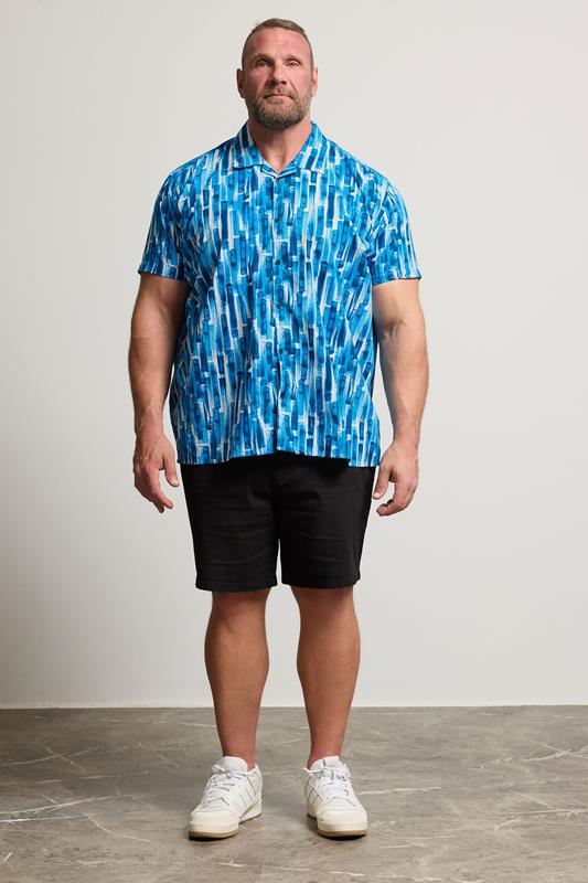 BadRhino Big & Tall Blue Abstract Print Peached Short Sleeve Revere Collar Shirt | BadRhino 2