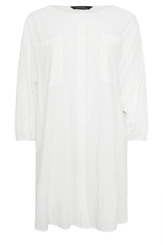 EVANS Curve White Linen Longline Tunic Shirt